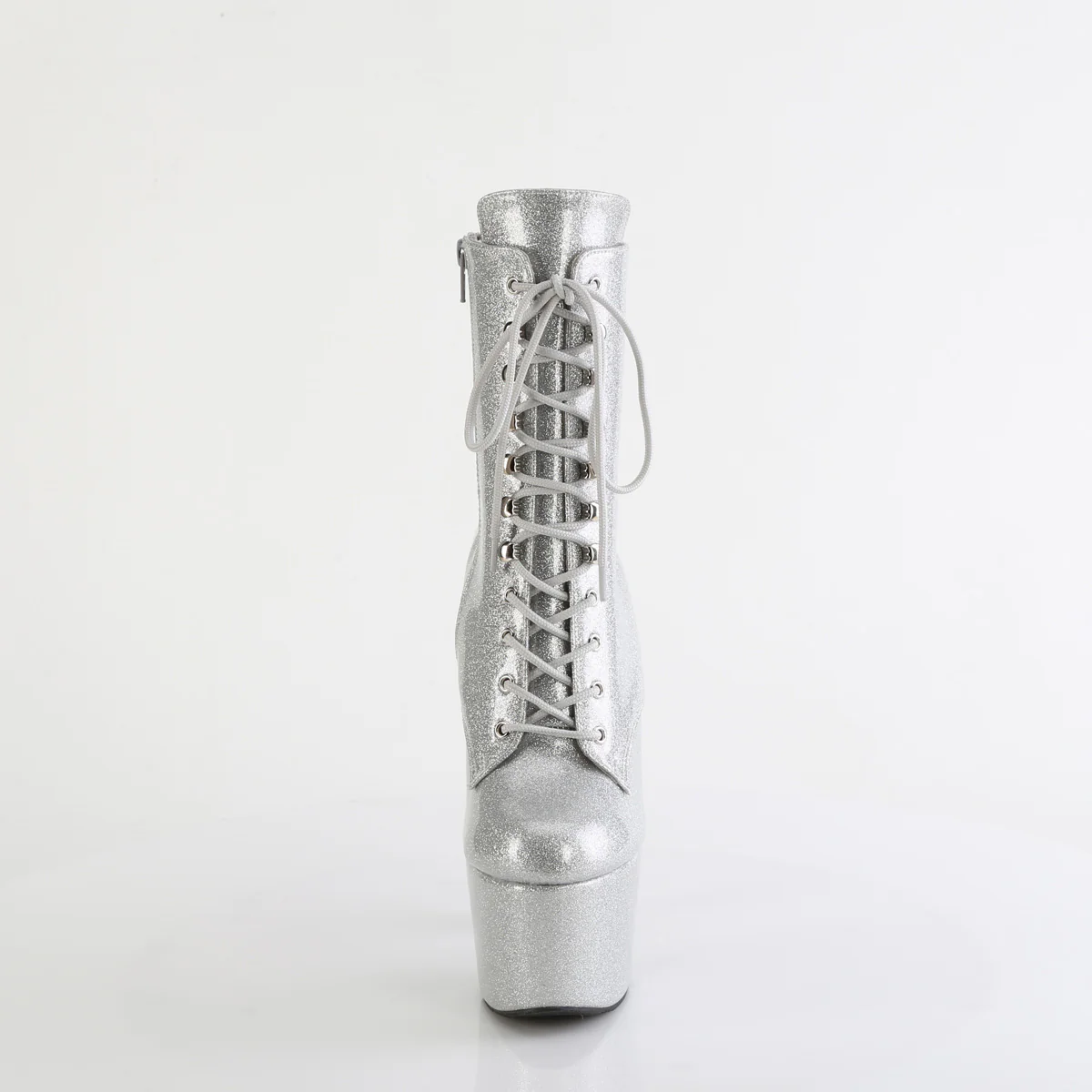 Silver Glitter 7 Inch Platform Ankle Boots - Pleaser ADORE-1020GP - Image 2