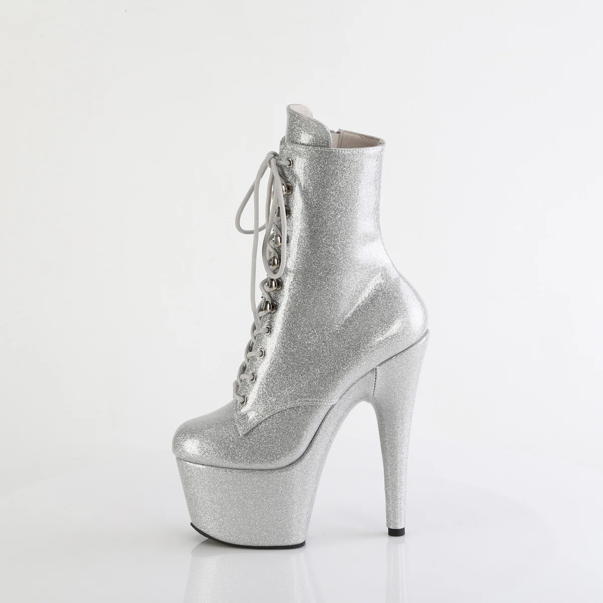 Silver Glitter 7 Inch Platform Ankle Boots - Pleaser ADORE-1020GP - Image 3