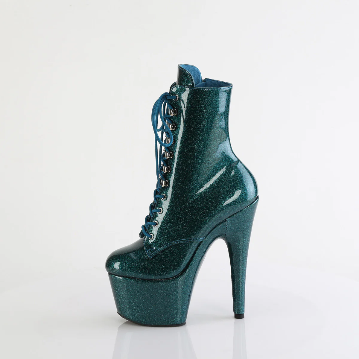 Teal Glitter 7 Inch Pole Dancer Ankle Boots -  Pleaser ADORE-1020GP - Image 3