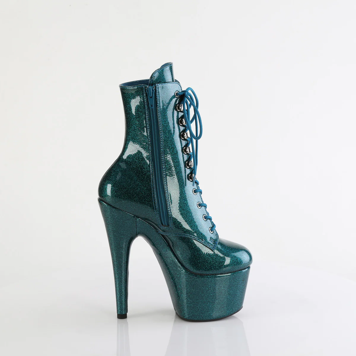 Teal Glitter 7 Inch Pole Dancer Ankle Boots -  Pleaser ADORE-1020GP - Image 5