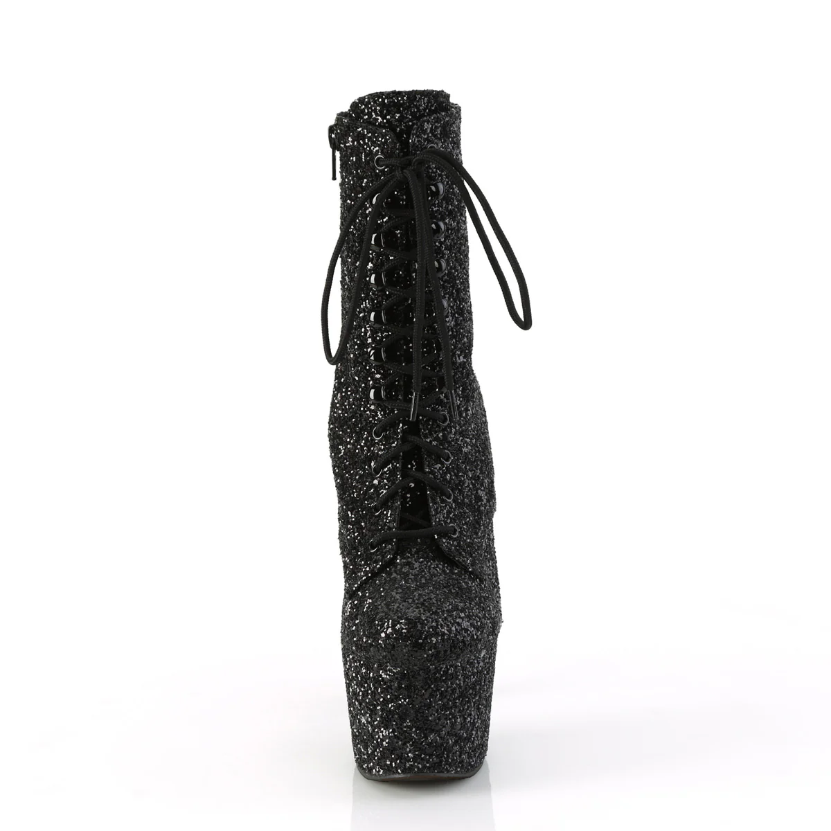 Black Glitter 7 Inch Lap Dance Ankle Boots - Pleaser ADORE-1020GWR - Image 2