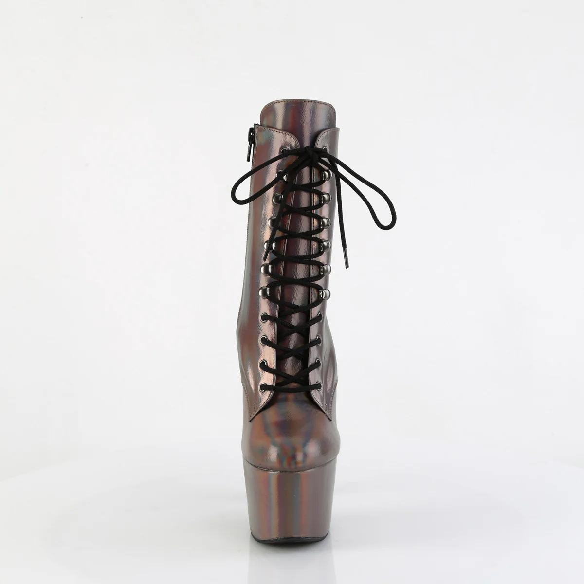 Gun Metal Holo 7 Inch Exotic Platform Ankle Boots -  Pleaser ADORE-1020HG - Image 2