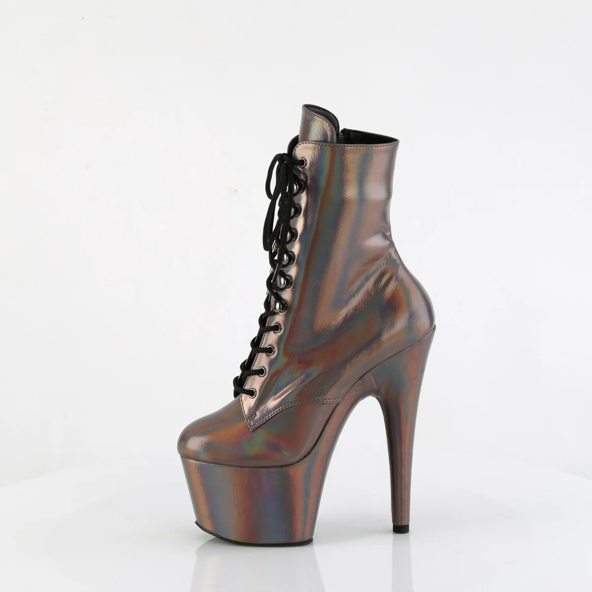 Gun Metal Holo 7 Inch Exotic Platform Ankle Boots -  Pleaser ADORE-1020HG - Image 3