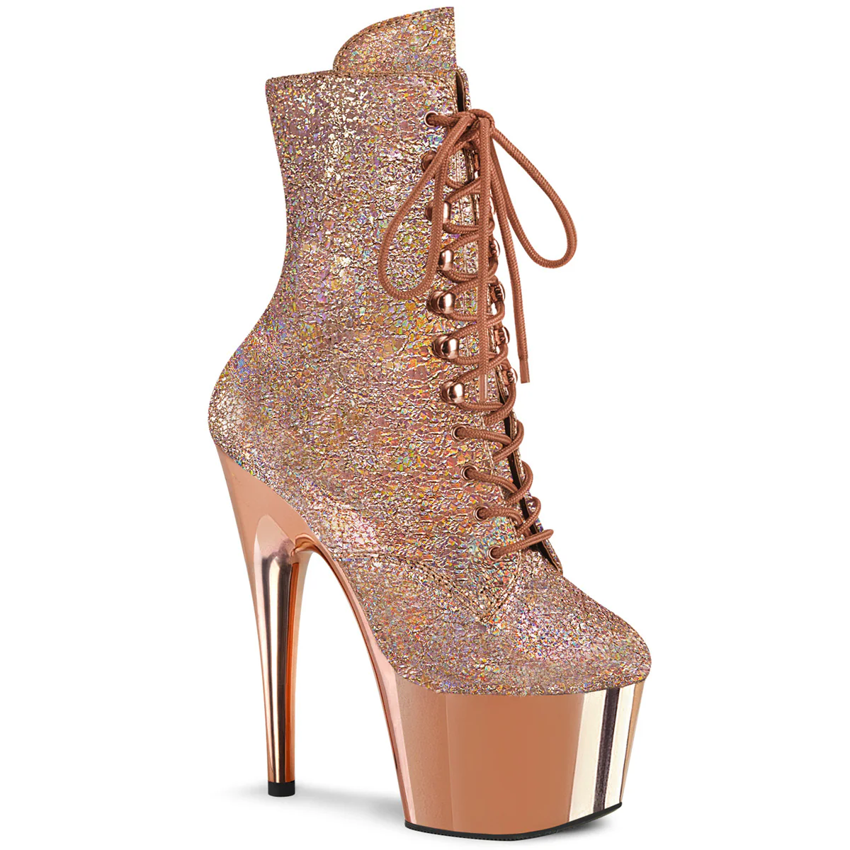 Rose Gold 7 Inch Lap Dance Ankle Boots - Pleaser ADORE-1020HM