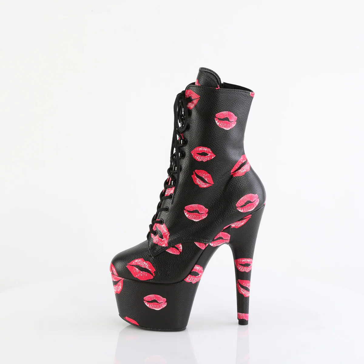 Black 7 Inch Exotic Dancer Ankle Boots - Pleaser ADORE-1020KISSES - Image 3