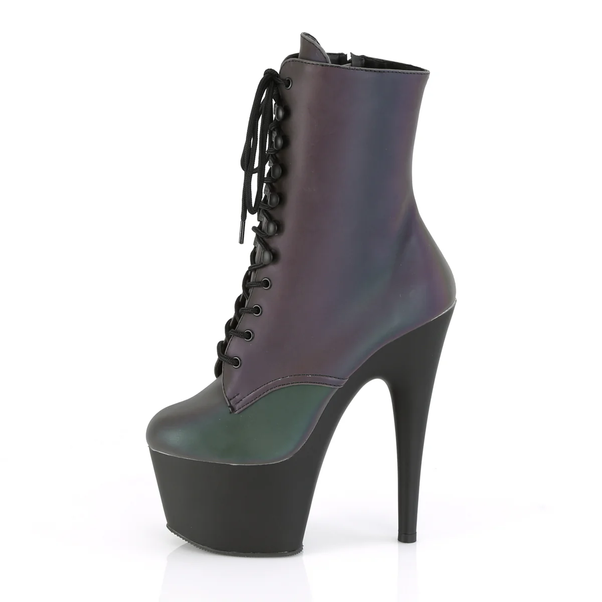 Green Multi Reflective 7 Inch Fetish Platform Ankle Boots -  Pleaser ADORE-1020REFL - Image 3