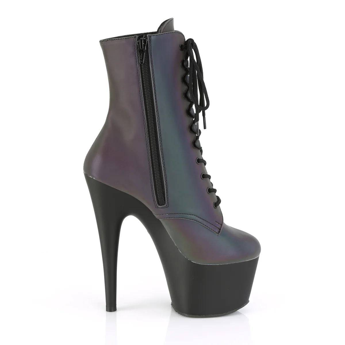 Green Multi Reflective 7 Inch Fetish Platform Ankle Boots -  Pleaser ADORE-1020REFL - Image 5