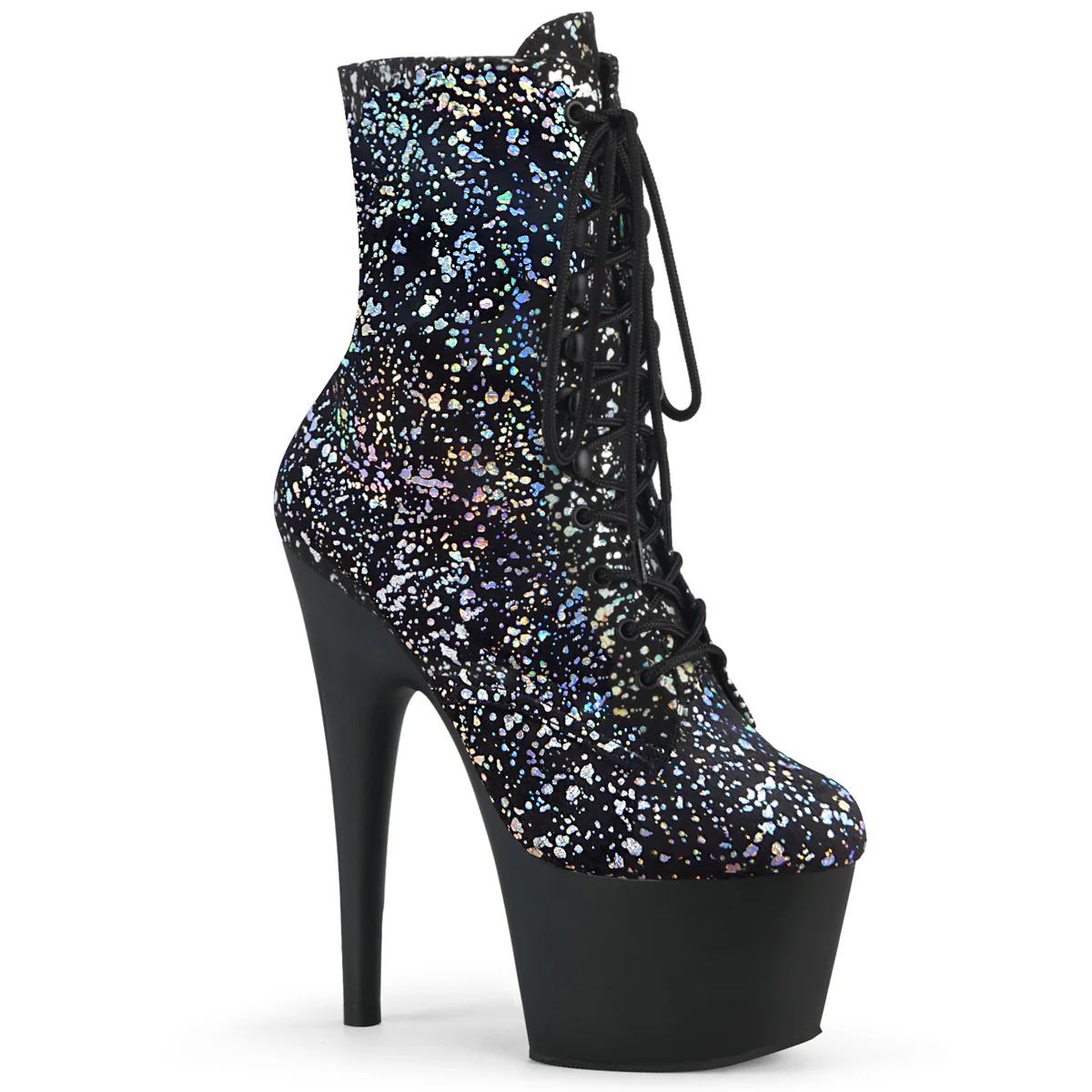 Black 7 Inch Fetish Ankle Boots - Pleaser ADORE-1020SPLAT - Image 6
