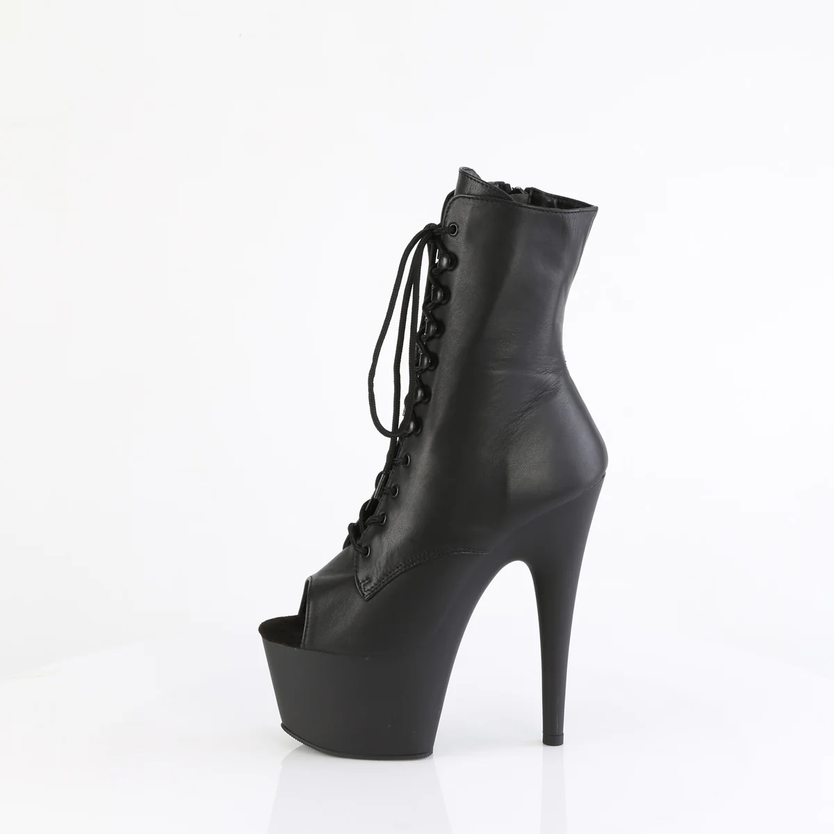 Black Leather 7 Inch Exotic Dance Ankle Boots - Pleaser ADORE-1021 - Image 3
