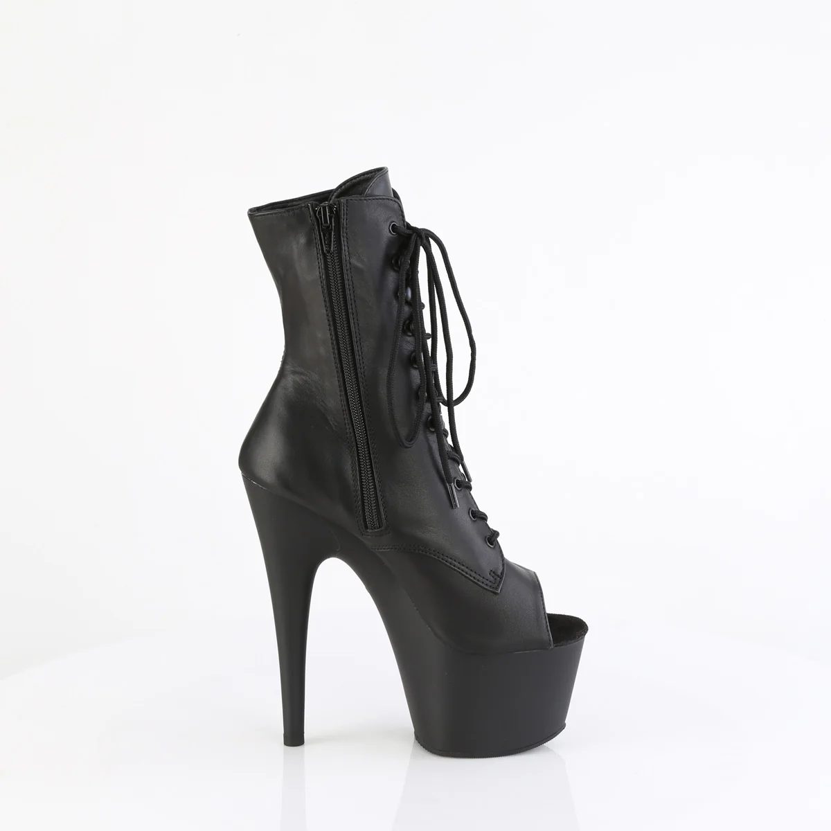 Black Leather 7 Inch Exotic Dance Ankle Boots - Pleaser ADORE-1021 - Image 5