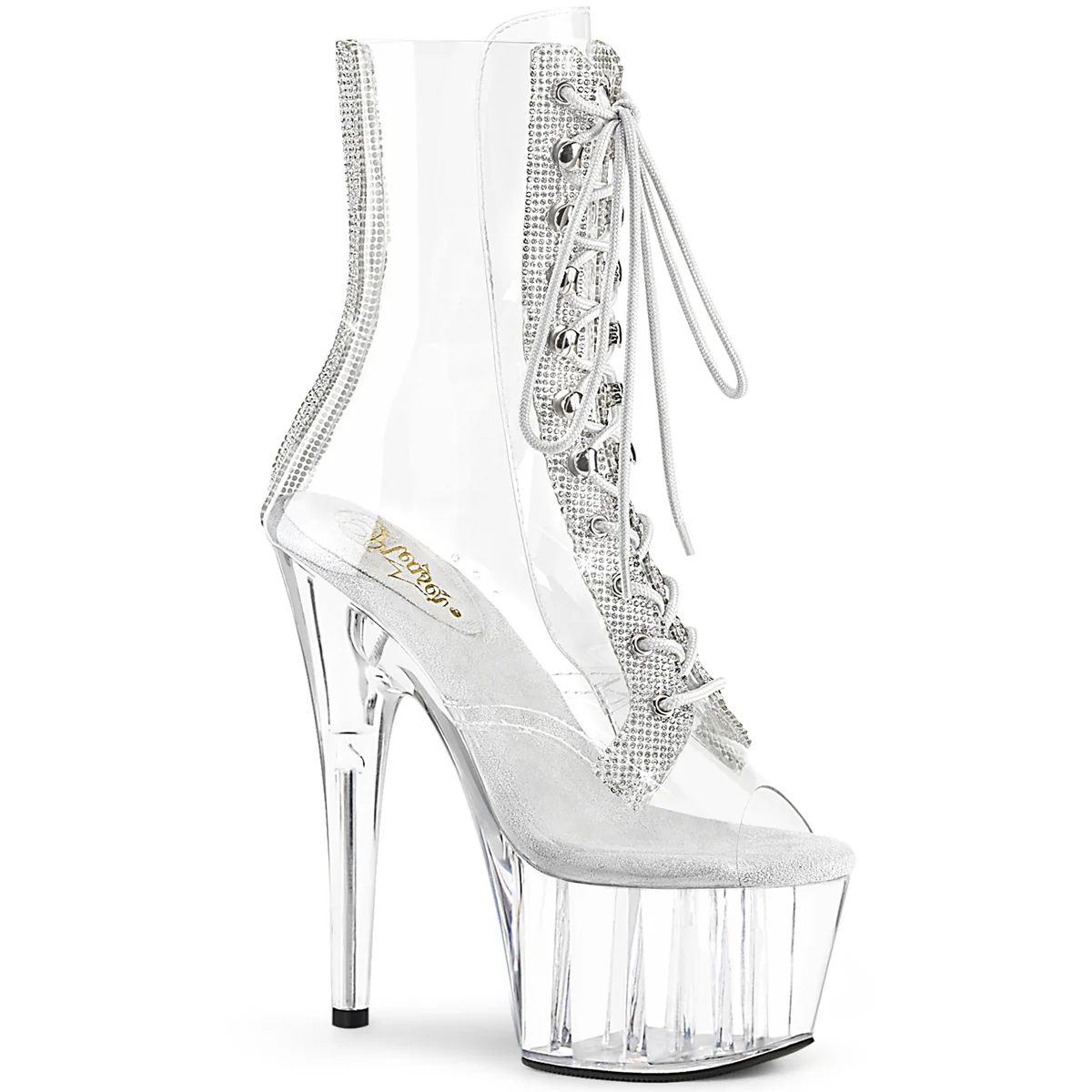 Clear 7 Inch Pole Dance Ankle Boots - Pleaser ADORE-1021C-2