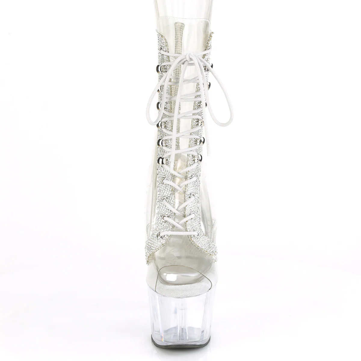 Clear 7 Inch Pole Dance Ankle Boots - Pleaser ADORE-1021C-2 - Image 2