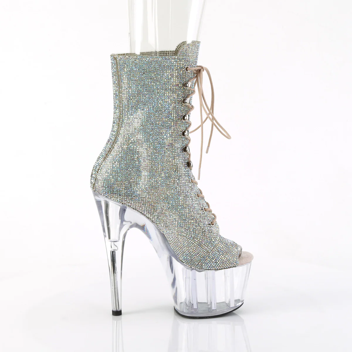 Silver 7 Inch Lap Dance Ankle Boots - Pleaser ADORE-1021C-RS - Image 5