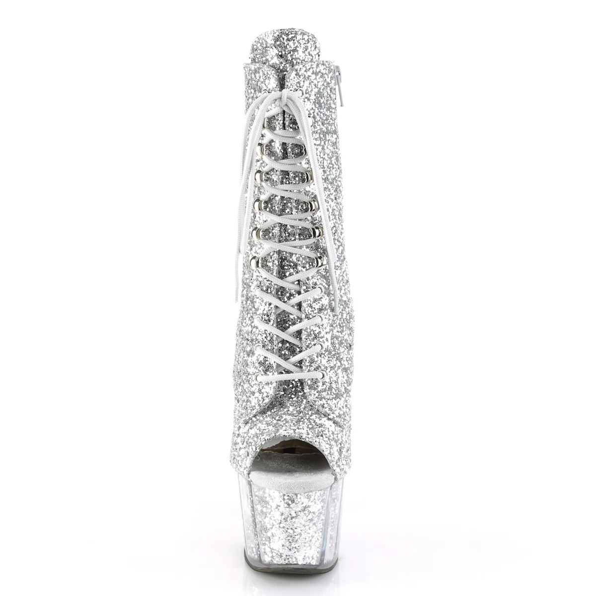 Silver Glitter 7 Inch Exotic Dancing Ankle Boots -  Pleaser ADORE-1021G - Image 2