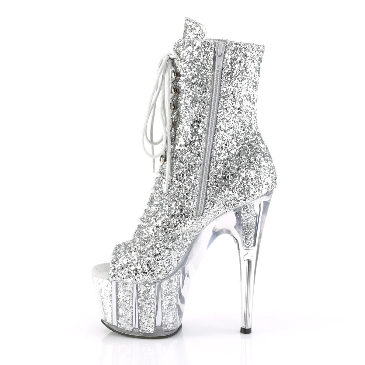 Silver Glitter 7 Inch Exotic Dancing Ankle Boots -  Pleaser ADORE-1021G - Image 3
