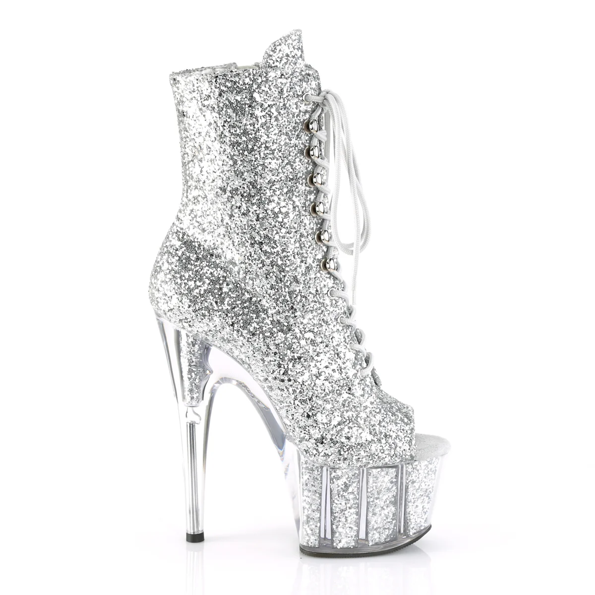 Silver Glitter 7 Inch Exotic Dancing Ankle Boots -  Pleaser ADORE-1021G - Image 5