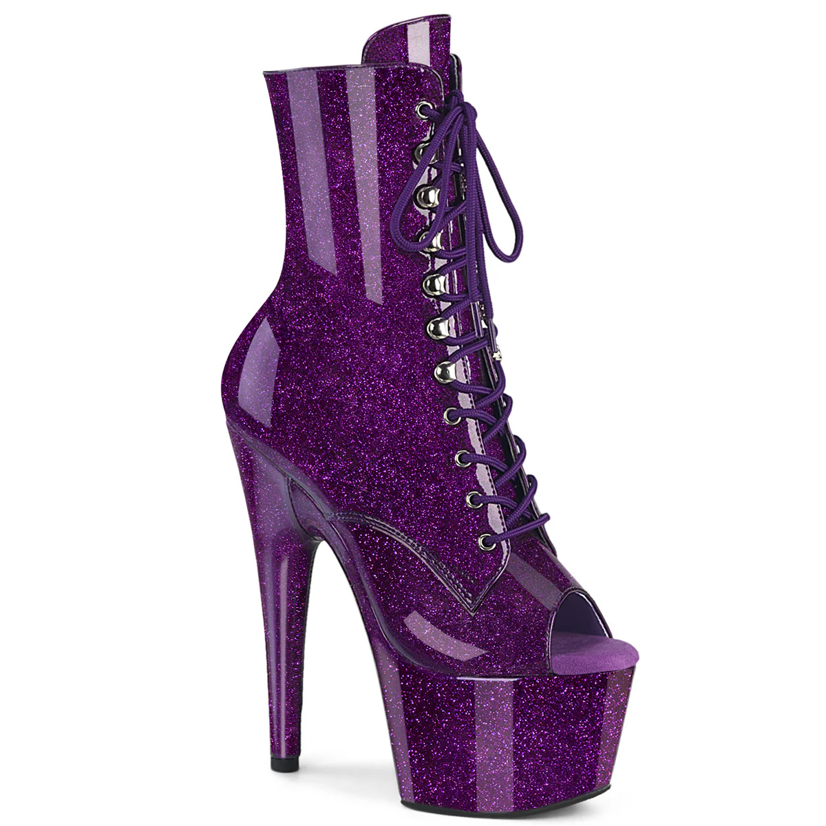 Purple Glitter 7 Inch Pole Dancing Ankle Boots - Pleaser ADORE-1021GP - Image 6