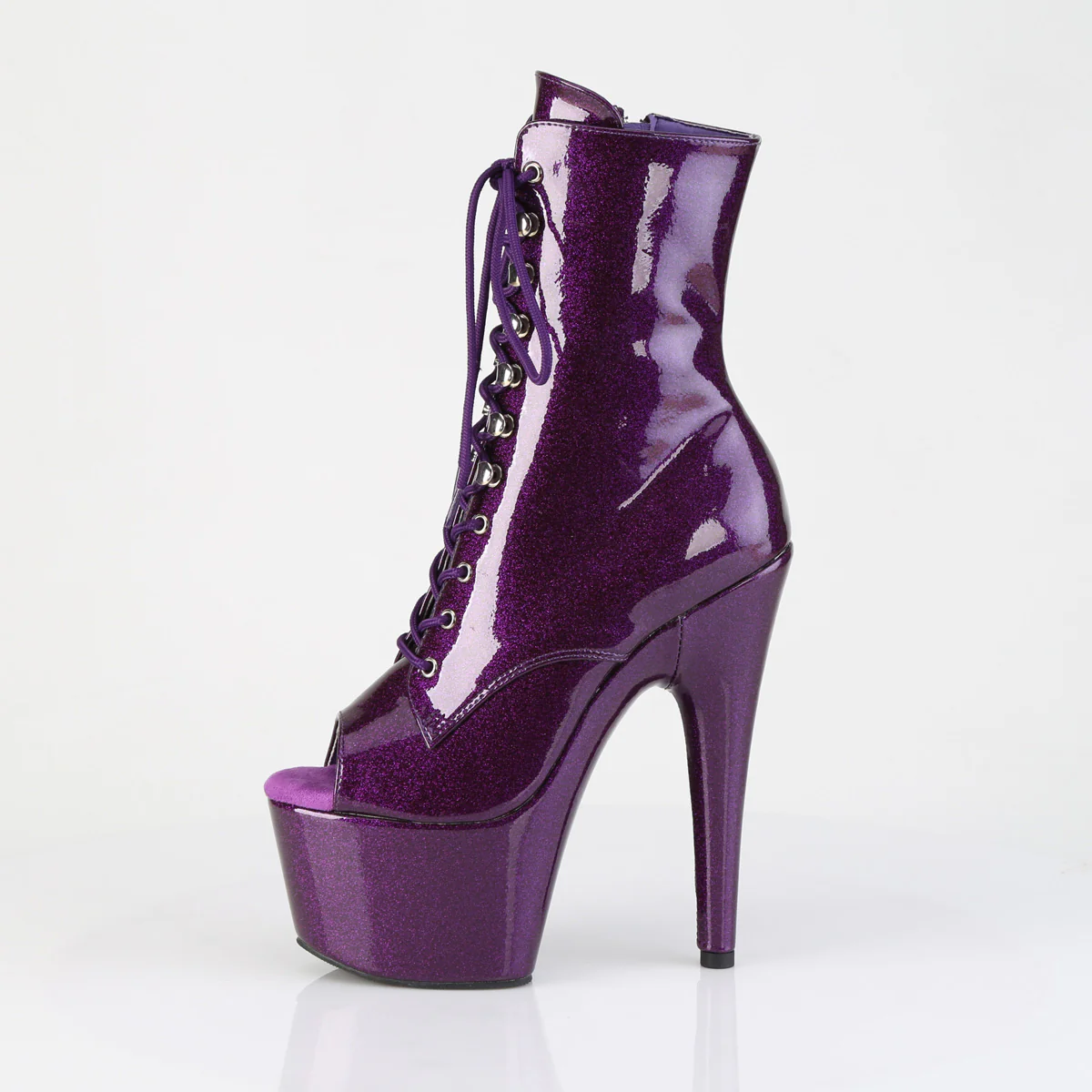 Purple Glitter 7 Inch Pole Dancing Ankle Boots - Pleaser ADORE-1021GP - Image 8