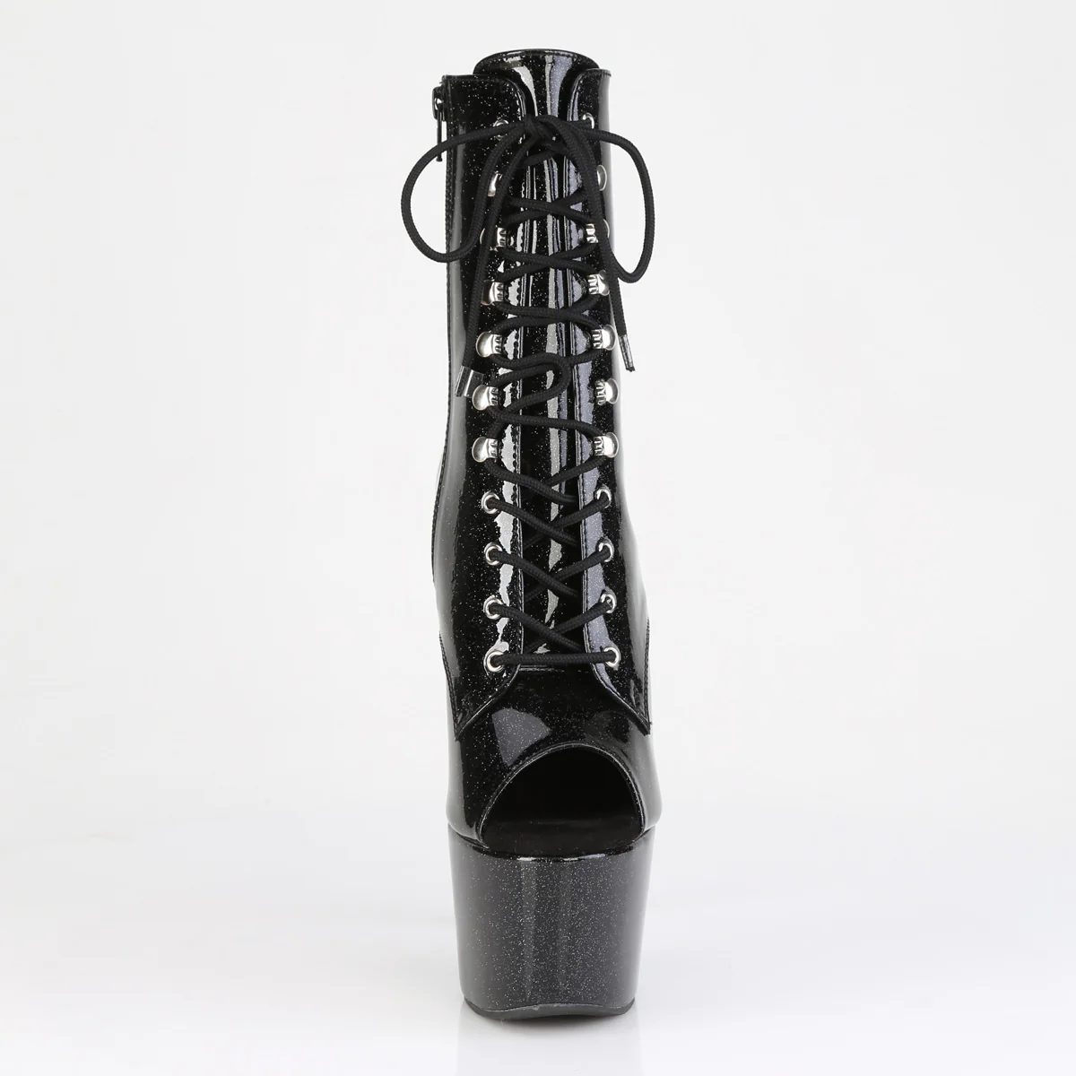 Black Glitter 7 Inch Pole Heels Ankle Boots -  Pleaser ADORE-1021GP - Image 2