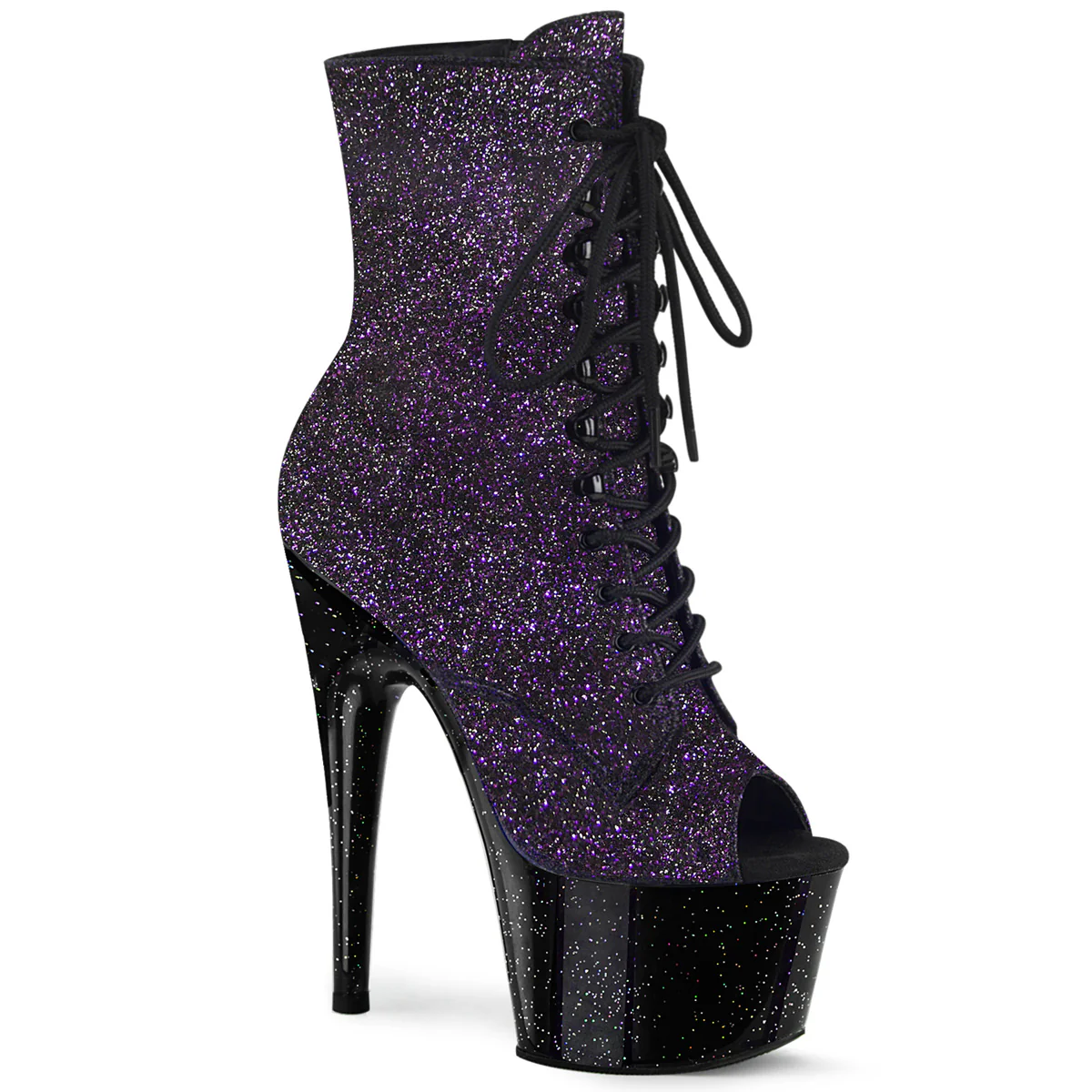 Purple Glitter 7 Inch Exotic Dancer Ankle Boots - Pleaser ADORE-1021MG - Image 6