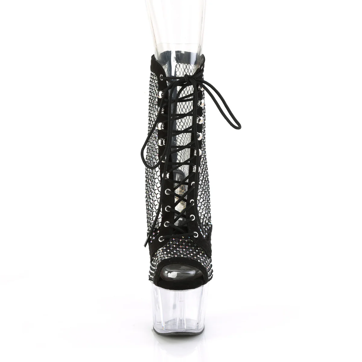 Black 7 Inch Platform Dancer Ankle Boots - Pleaser ADORE-1021RM - Image 3