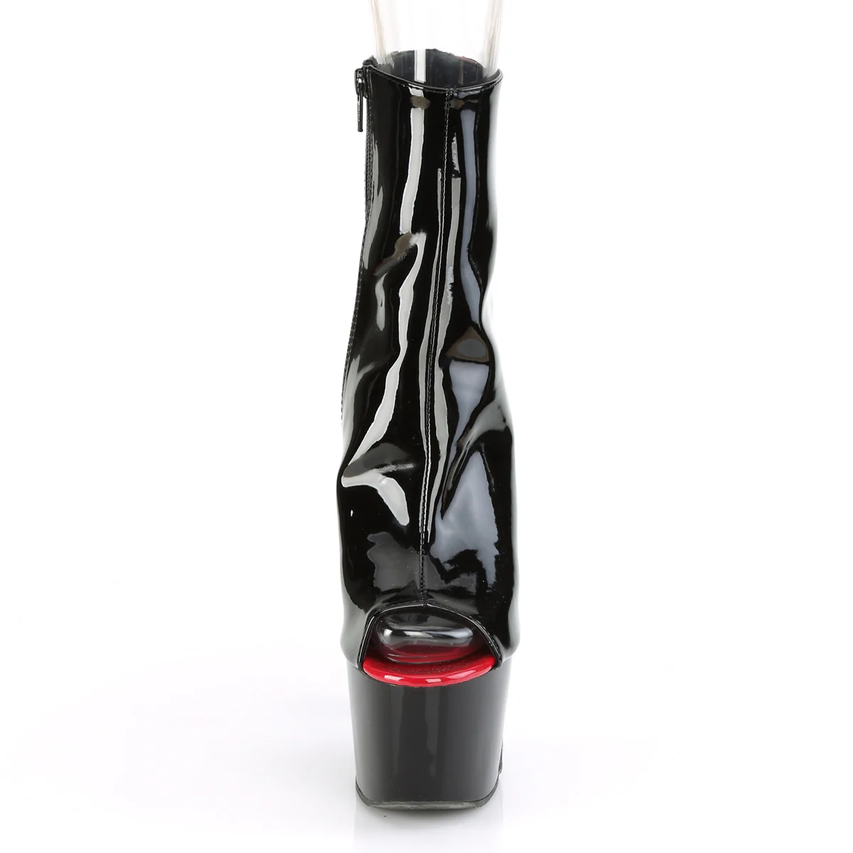 ADORE-1025 Pleaser 7" Heel Black and Red Pole Dancing Ankle Boots - Image 2