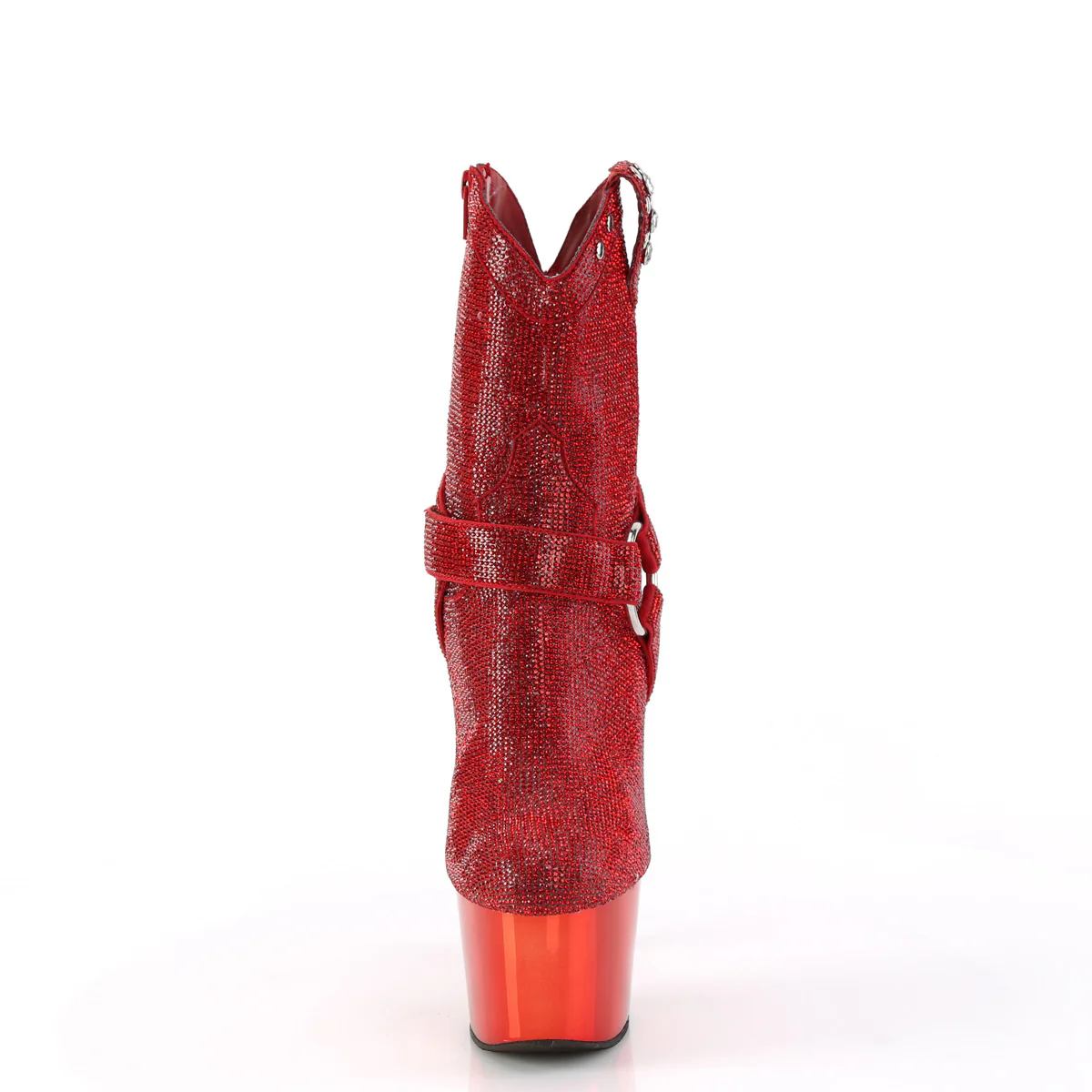 Red 7 Inch Pole Dance Ankle Boots - Pleaser ADORE-1029CHRS - Image 2