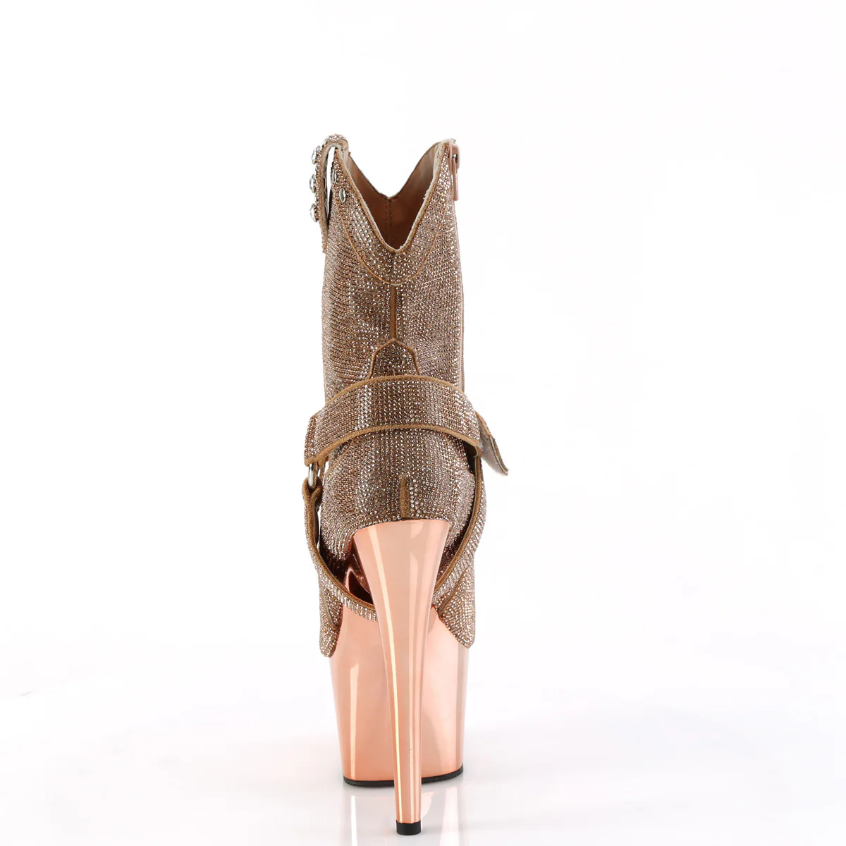 Rose Gold 7 Inch Exotic Dancer Ankle Boots - Pleaser ADORE-1029CHRS - Image 4