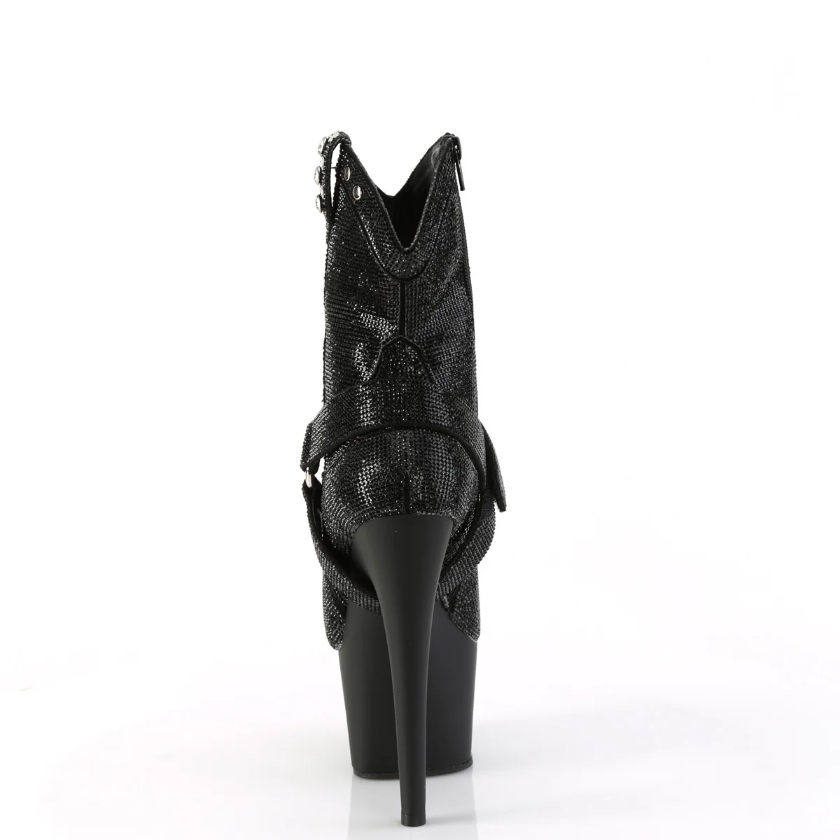 Black 7 Inch Pole Dancer Ankle Boots - Pleaser ADORE-1029RS - Image 4