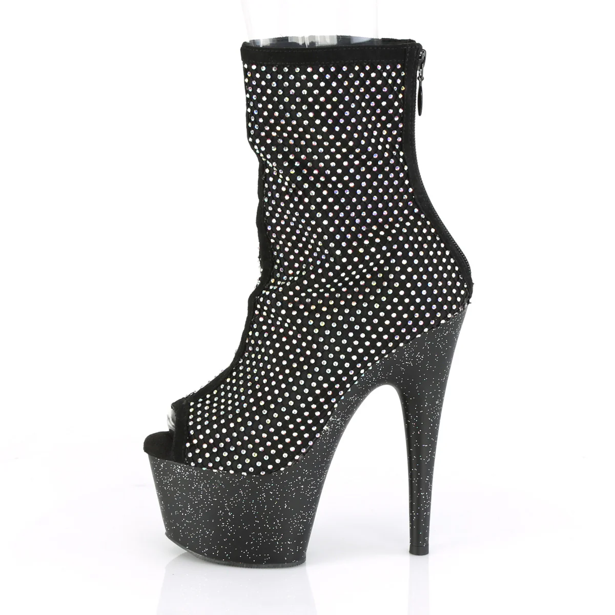 Black 7 Inch Pole Dance Ankle Boots - Pleaser ADORE-1031GM - Image 3