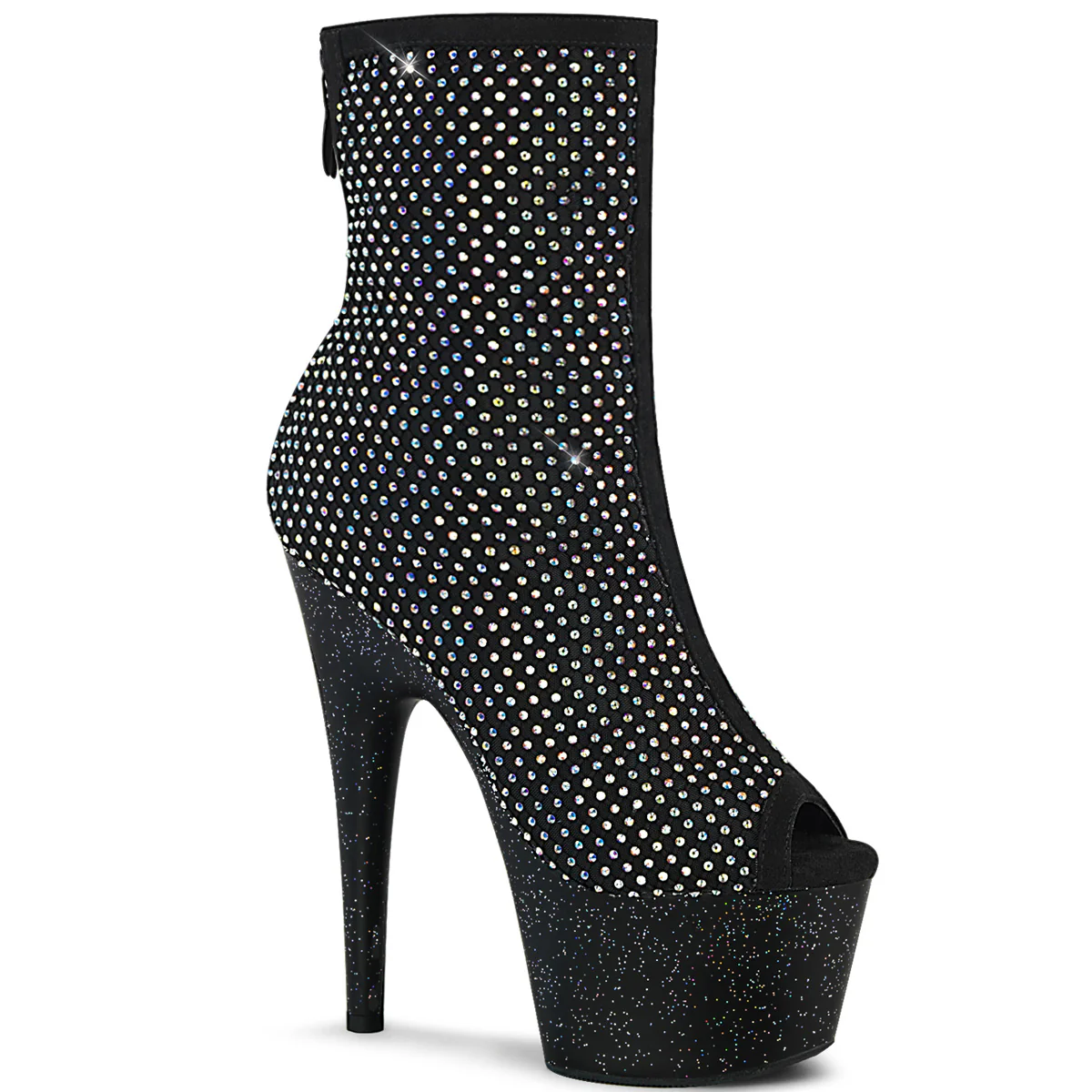 Black 7 Inch Pole Dance Ankle Boots - Pleaser ADORE-1031GM - Image 6