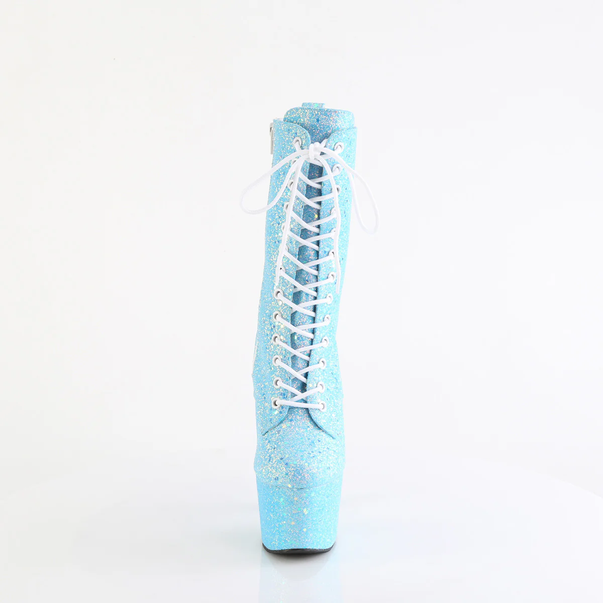 Baby Blue Iridescent Glitter 7 Inch Fetish Platform Ankle Boots - Pleaser ADORE-1040IG - Image 2