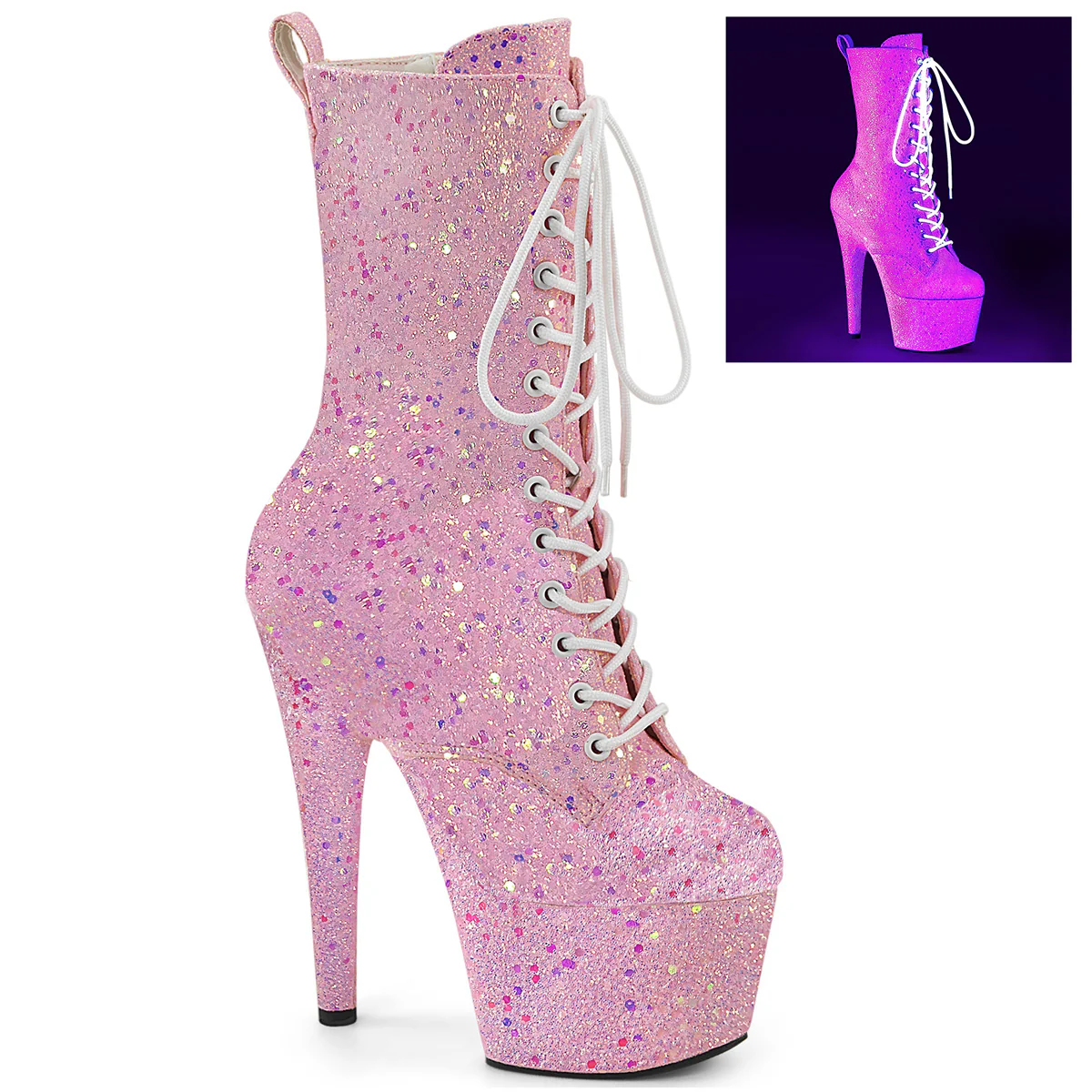 Neon Pink 7 Inch Exotic Dance Ankle Boots - Pleaser ADORE-1040IG