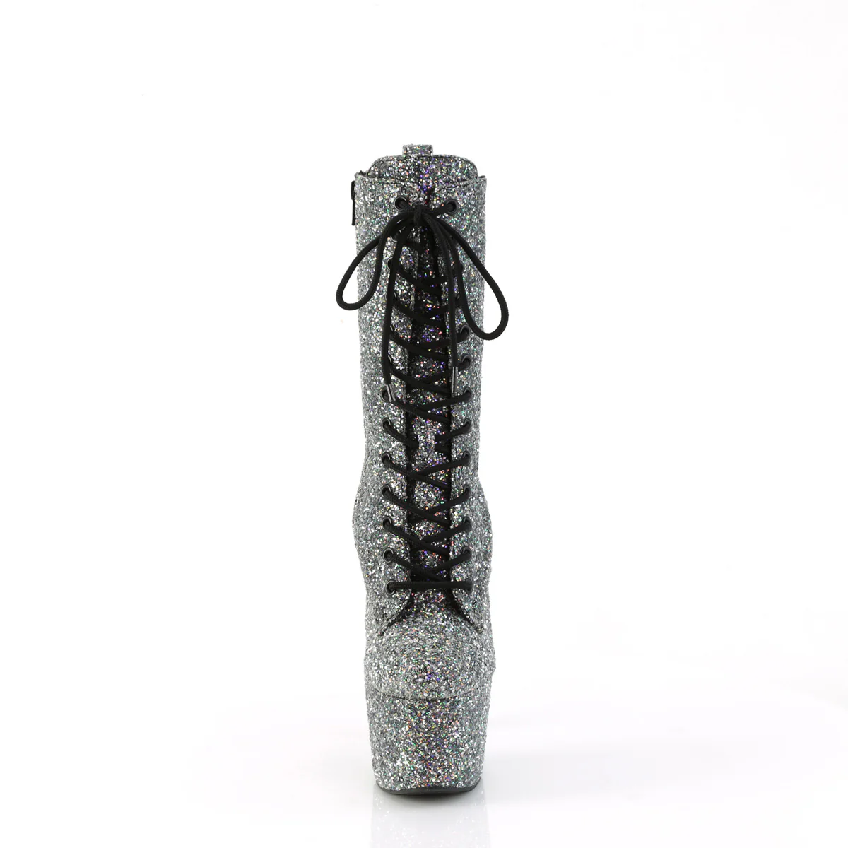 Black Glitter 7 Inch Pole Dance Ankle Boots - Pleaser ADORE-1040GR - Image 2