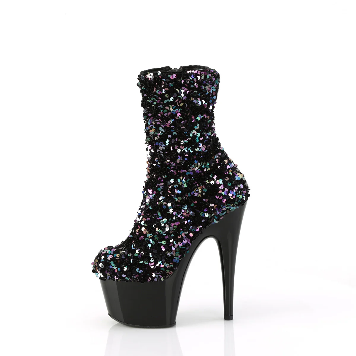 Black Sequin 7 Inch Exotic Platform Ankle Boots - Pleaser ADORE-1042SQ - Image 3