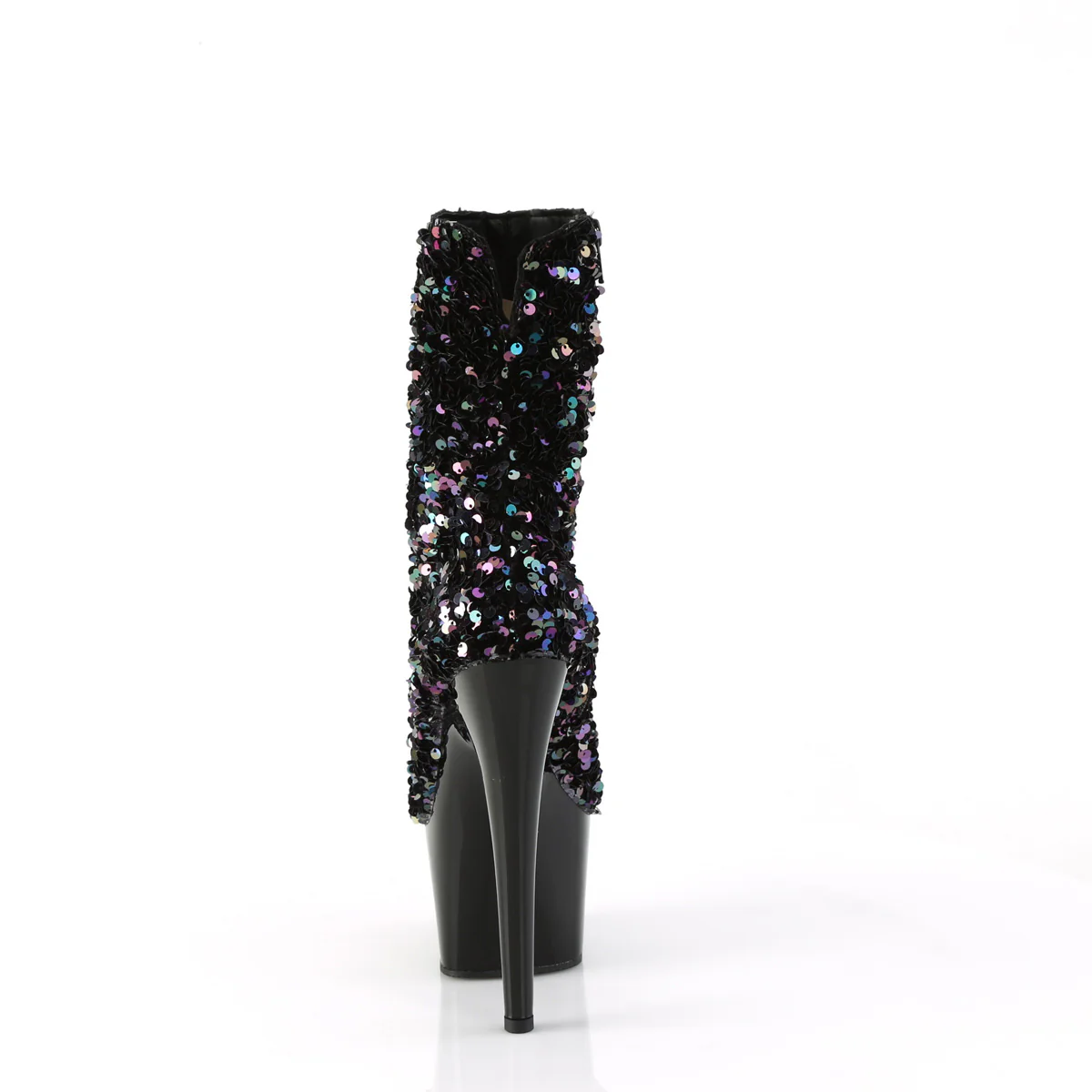 Black Sequin 7 Inch Exotic Platform Ankle Boots - Pleaser ADORE-1042SQ - Image 4