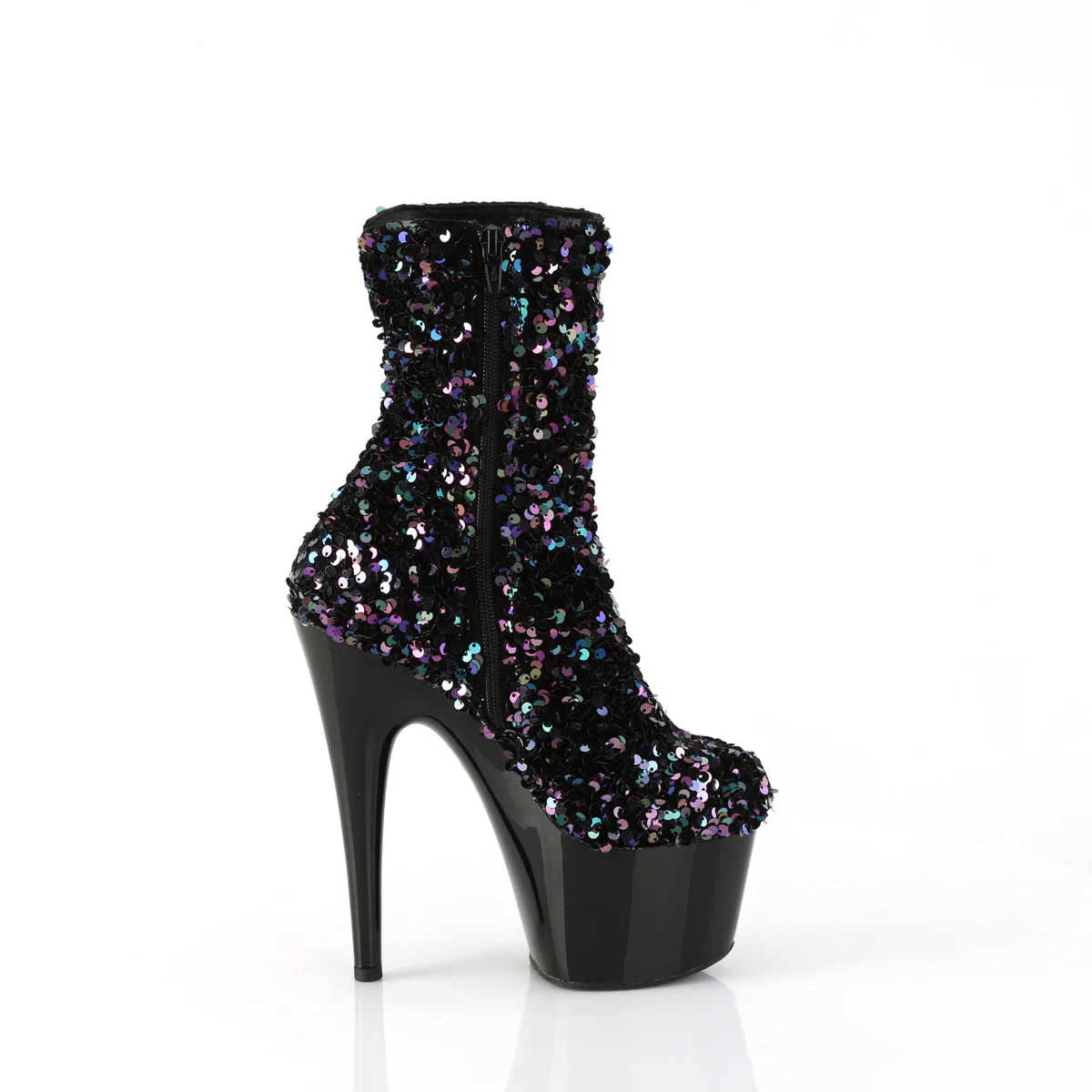 Black Sequin 7 Inch Exotic Platform Ankle Boots - Pleaser ADORE-1042SQ - Image 5