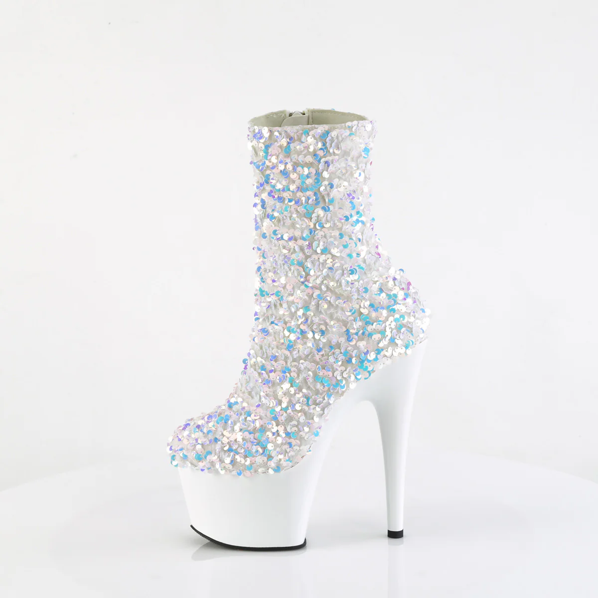 White 7 Inch Lap Dance Ankle Boots -  Pleaser ADORE-1042SQ - Image 3