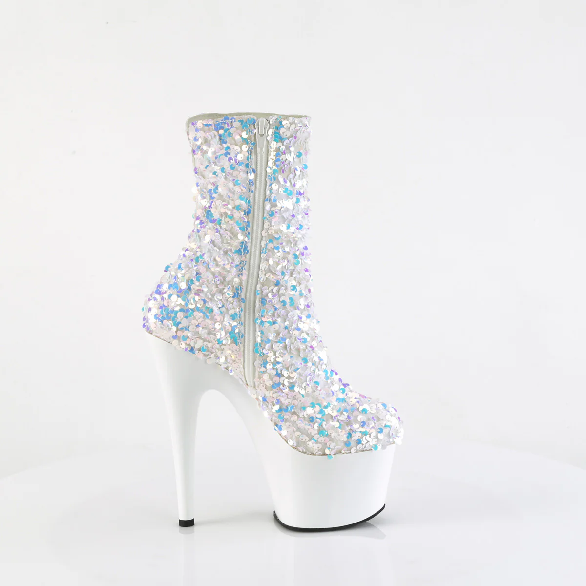 White 7 Inch Lap Dance Ankle Boots -  Pleaser ADORE-1042SQ - Image 5