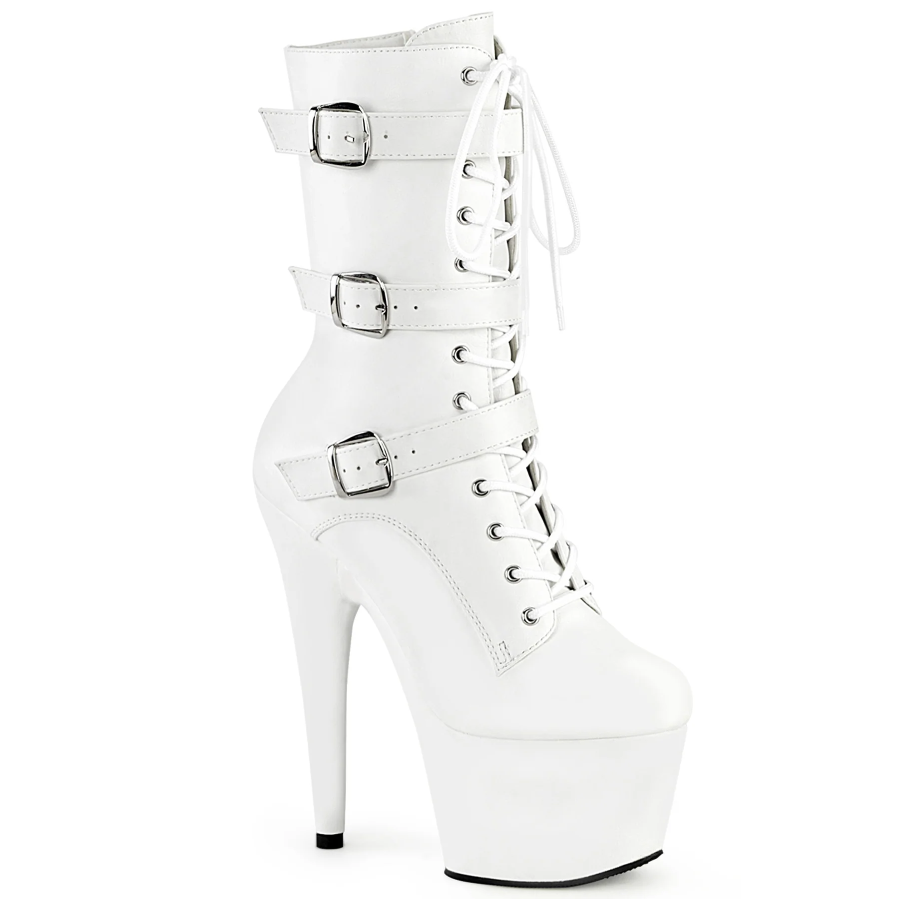 White 7 Inch Pole Dance Ankle Boots - Pleaser ADORE-1043