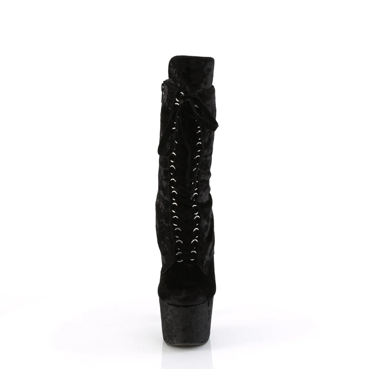 Black 7 Inch Fetish Platform Ankle Boots - Pleaser ADORE-1045VEL - Image 2