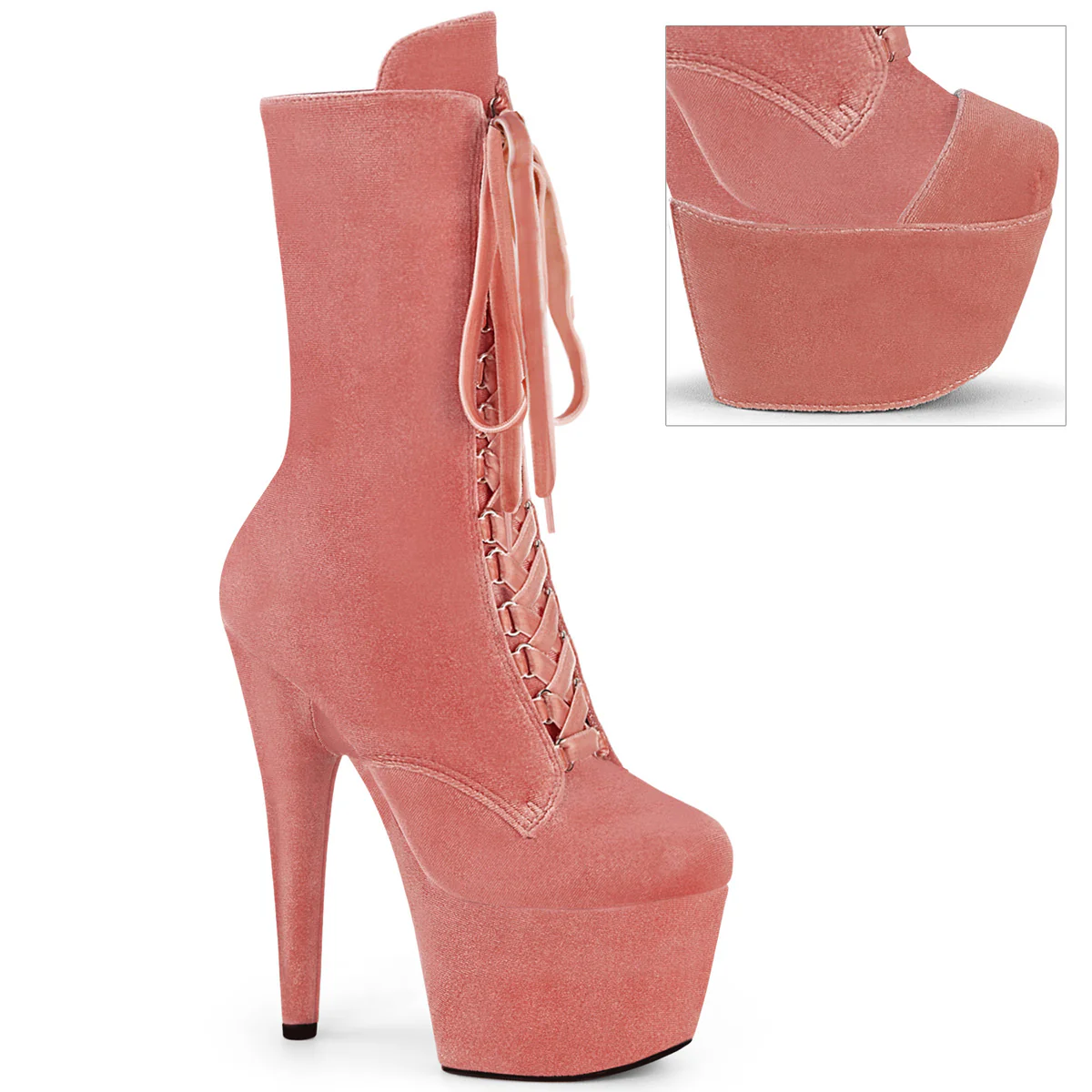 Dusty Pink 7 Inch Exotic Dance Ankle Boots -  Pleaser ADORE-1045VEL