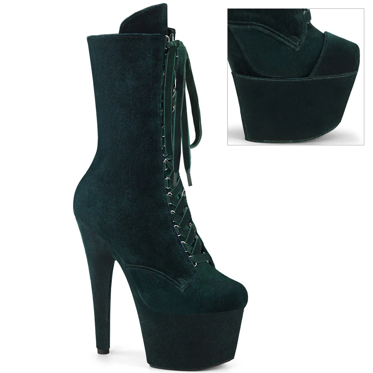 Emerald Green 7 Inch Ladies Fetish Ankle Boots -  Pleaser ADORE-1045VEL