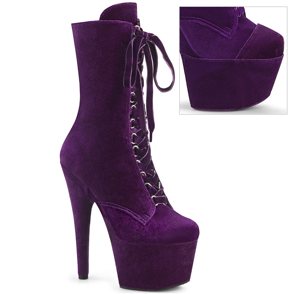 Purple 7 Inch Pole Dancing Ankle Boots -  Pleaser ADORE-1045VEL