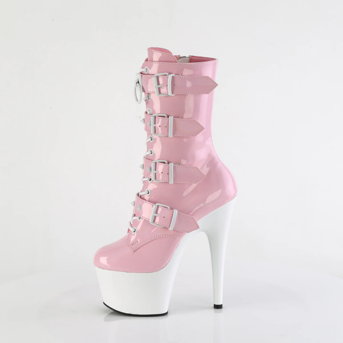 Baby Pink Holo 7 Inch Fetish Platform Ankle Boots - Pleaser ADORE-1046TT - Image 3