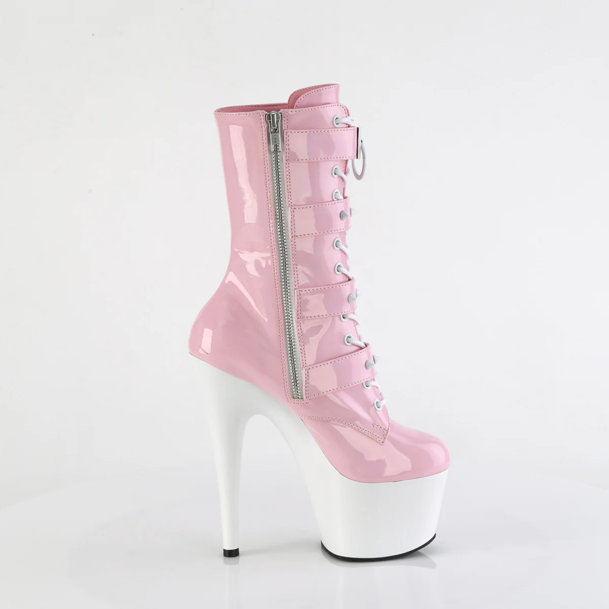 Baby Pink Holo 7 Inch Fetish Platform Ankle Boots - Pleaser ADORE-1046TT - Image 5