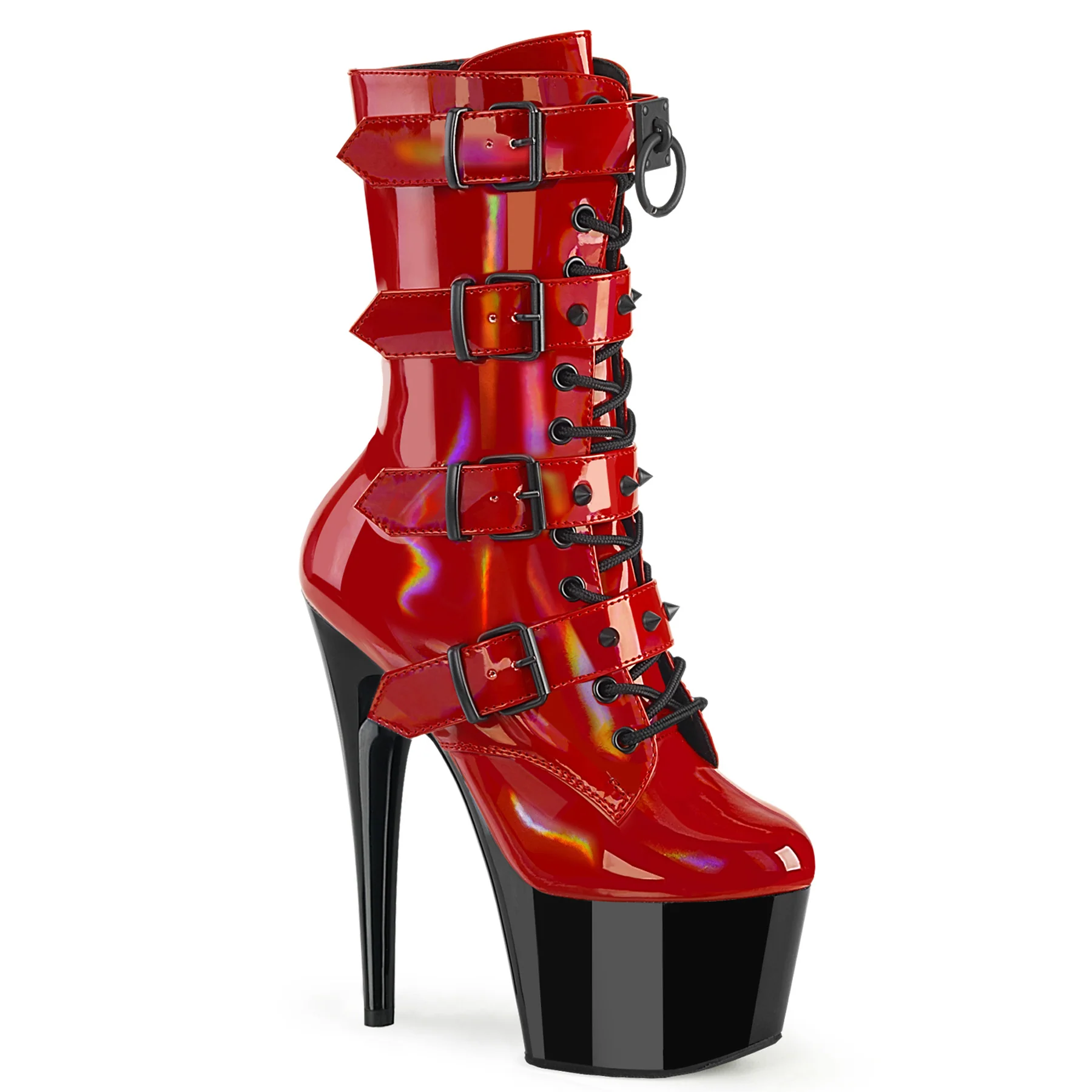 Red Holo 7 Inch Pole Dance Ankle Boots - Pleaser ADORE-1046TT