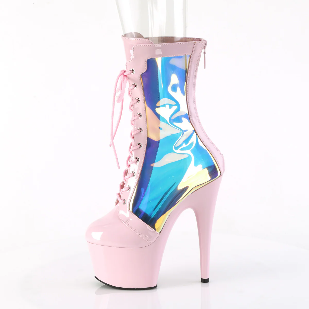 Baby Pink 7 Inch Pole Dance Ankle Boots - Pleaser ADORE-1047 - Image 3