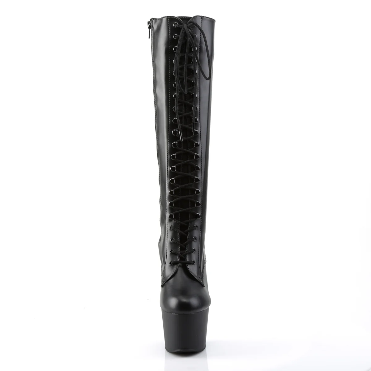 Black Faux Leather 7 Inch Exotic Dancer Knee High Boots -  Pleaser ADORE-2023 - Image 2