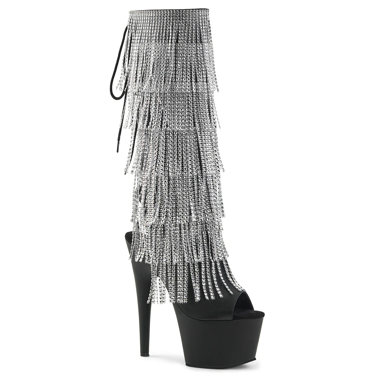 Black Faux Leather 7 Inch Pole Dancing Knee High Boots - Pleaser ADORE-2024RSF